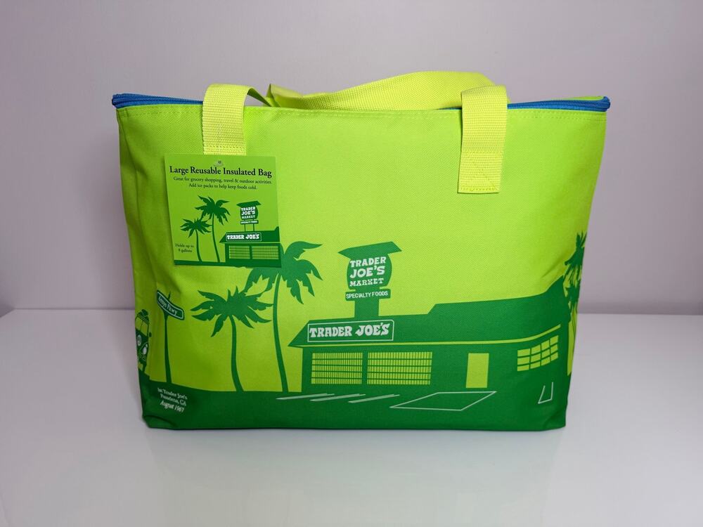 Trader Joe's 8 Gallons Reusable  Bag Cooler Large Insulated Tote Lime Green